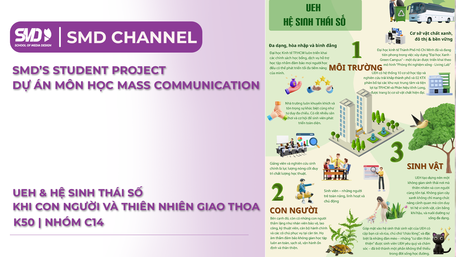  [SMD’S STUDENT PROJECT] DỰ ÁN MÔN HỌC MASS COMMUNICATION: UEH & HỆ SINH THÁI SỐ – KHI CON NGƯỜI VÀ THIÊN NHIÊN GIAO THOA | NHÓM C14